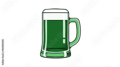 Green beer mug with frothy drink for St. Patrick’s Day  