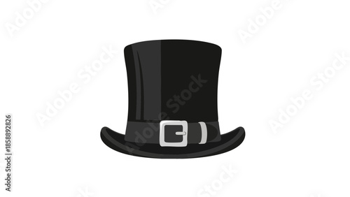 Black top hat with buckle on a plain background for St. Patrick’s Day  