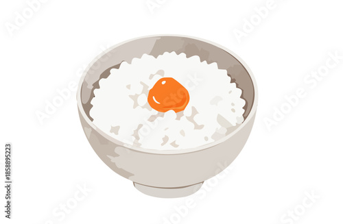 卵かけご飯の手書き風イラスト素材