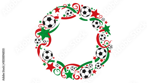  Wreath made of soccer balls and stars