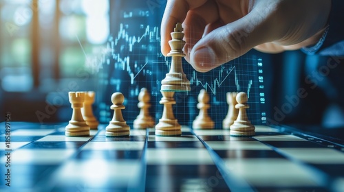 Holding a chess business concept illustration in hand