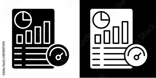 Kpi Report  Icon Set White Style Collection