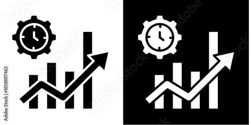 Productivity Chart  Icon Set White Style Collection