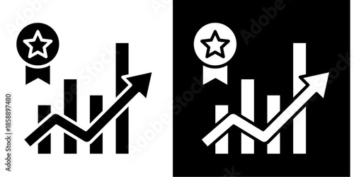 Achievement Chart  Icon Set White Style Collection