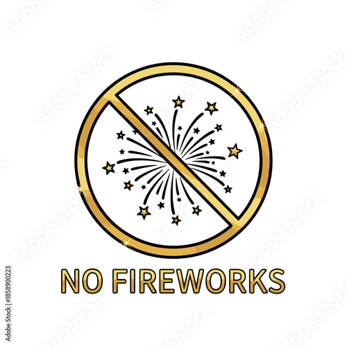 No fireworks safety sign icon for New Year 2026 celebrations