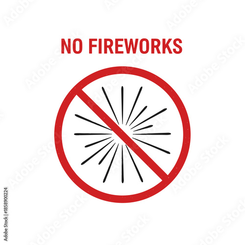 No fireworks red safety sign vector icon for quiet New Year zones
