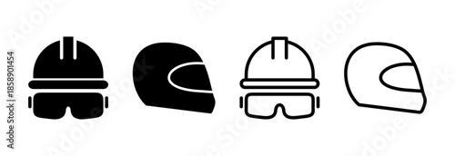 Helmet icon vector illustration. Motorcycle helmet sign and symbol. Construction helmet icon. Safety helmet