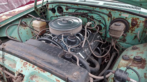 vintage car engine repair: detailed restoration process closeup | automotive, restoration, vintage, repair, engineering theme