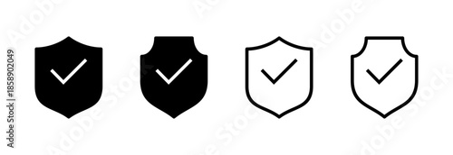Shield check mark icon vector illustration. Protection approve sign. Insurance icon