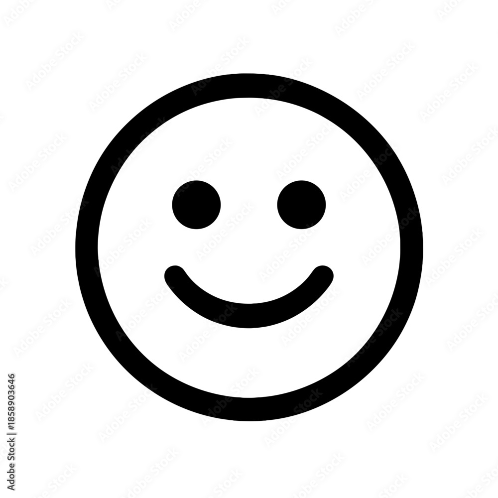 Fototapeta premium Happy Smiley Face Icon Minimalist Happy Emoji Vector Illustration