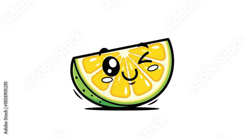 A smiling lemon slice illustration with a cheerful face