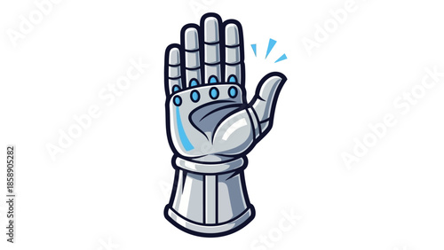 A robotic hand illustration showing a thumbs up gesture with blue accents and motion lines