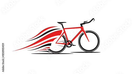 Red Bicycle in Motion with Dynamic Speed Lines