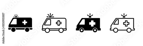 Ambulance icon set. ambulance truck icon vector. ambulance car
