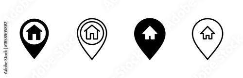 Address icon set. home location icon vector