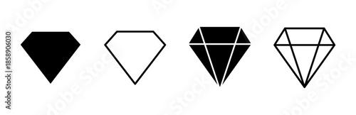 Diamond icon set. diamond gems vector icon.