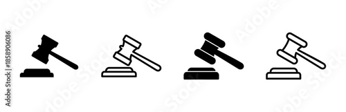 Gavel icon set. judge gavel icon vector. law icon vector. auction hammer