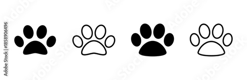 Paw icon set. paw print icon vector. dog or cat paw