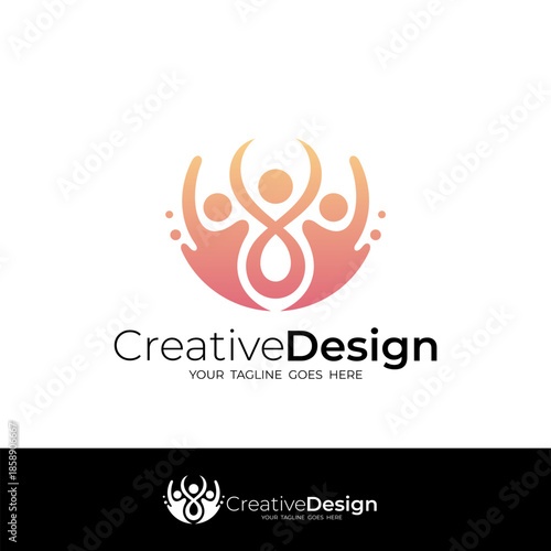 Charity logo with people care design community, social logos
