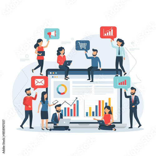 Digital Marketing Team Collaborating on Website Analytics and E-commerce Strategy.