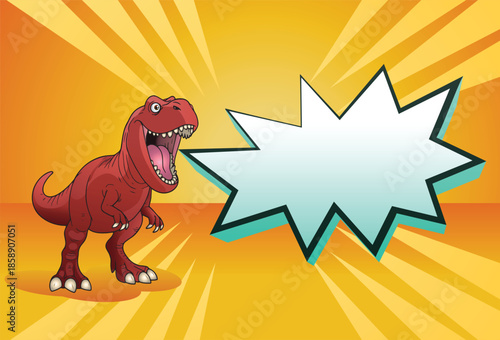 illustration of a T-Rex dinosaur roaring on burst background