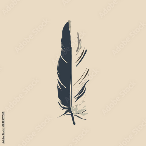 Earthy Bohemian Feather Graphic with Rustic Texture and Tribal Soul Concept for Spiritual Wellness Branding and Modern Ethnic Home Decor vector