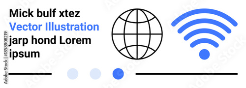 Globe and wireless signal represent global connection, communication, and internet access. Ideal for networking, technology, innovation, global reach, remote work, learning and simple landing page