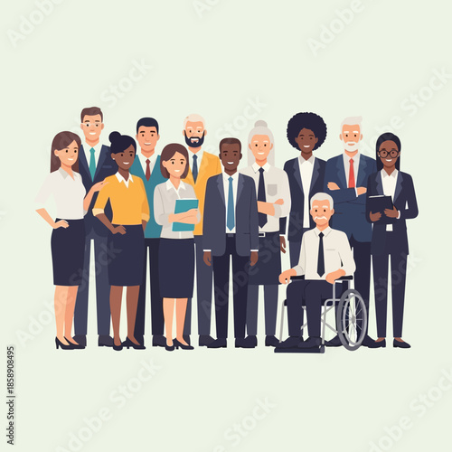 Diverse Group of Professionals Standing Together in a Meeting.