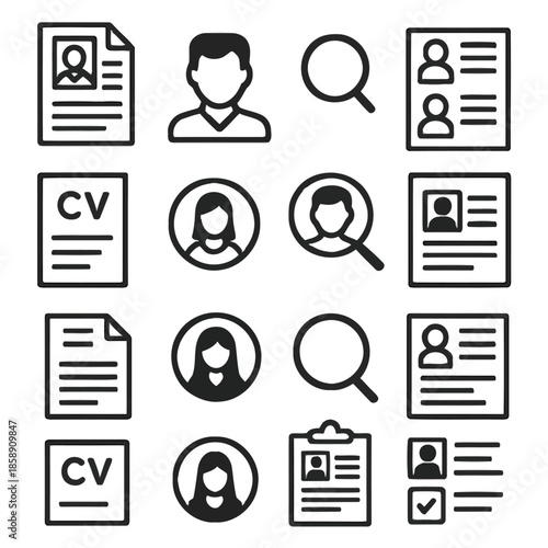 CV Icons: A collection of CV and person icons. These icons are ideal for HR purposes. 