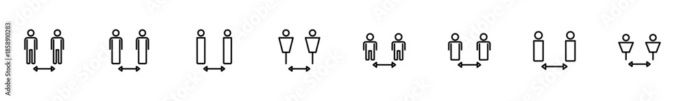Fototapeta premium Social distancing icon vector isolated on white background. Keep distance sign. Coronavirus. Social Distancing and Self Quarantine.