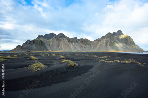 Sand Dunes At Front of The Vestrahorn of Iceland