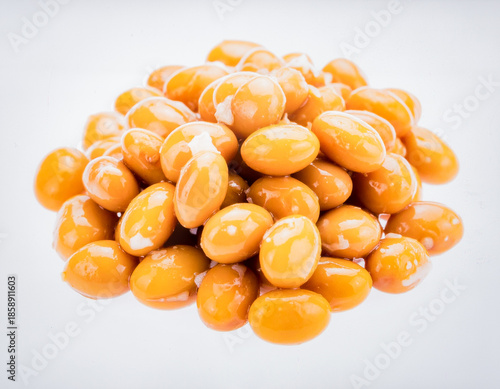 Fermented Natto Beans Isolated on White Background, Sticky Soybeans Rich in Probiotics for Traditional Japanese Nutrition Concept