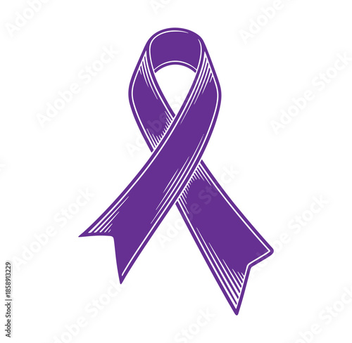 Purple awareness ribbon symbol for epilepsy lupus domestic violence and other causes  support and solidarity