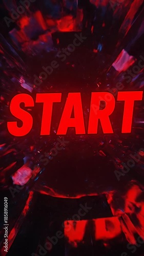 Red Glowing Start Button Animation Abstract Background