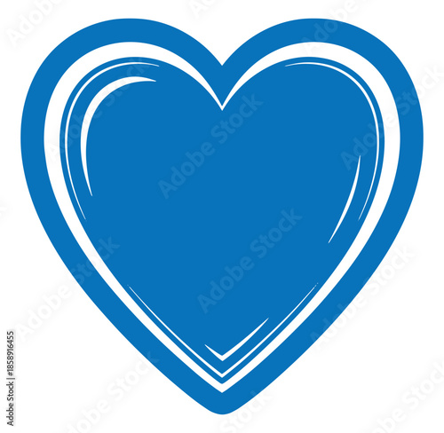 blue heart shape with white lines on white background