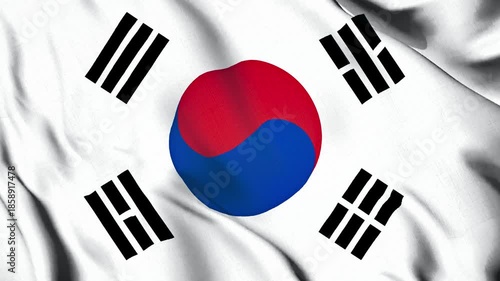 South Korea Flag Animation Close-up 4K