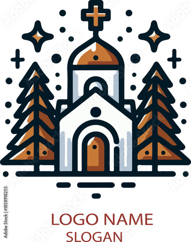  Orthodox Christmas logo icon vector white background .