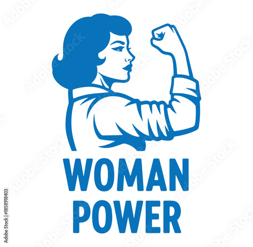 Woman power symbol female empowerment strong and confident woman flexing her muscles