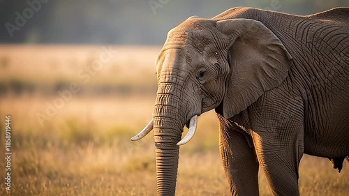 Wallpaper Mural Close-up portrait of a majestic African elephant in its natural savanna habitat at golden hour Torontodigital.ca