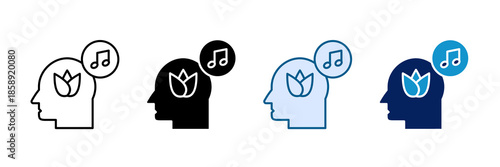 Relaxing Music Icon Set Multiple Style Collection