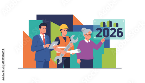 Business labor and community plan future city development for 2026 Collaboration concept