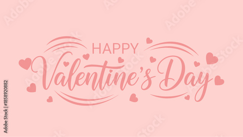 Beautifully scripted "Happy Valentine's Day" message art with charming heart accents on a delicate pastel backdrop, ideal for expressing affection and love