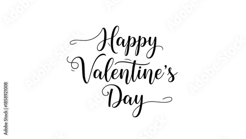 Beautiful calligraphic illustration of 'Happy Valentine's Day' text, conveying warmth and affection for festive greetings and romantic celebrations