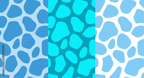 A seamless vector pattern of abstract blue sea shapes creates a calming background, perfect for digital designs, textiles, or adding a touch of marine style to any project.
