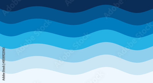 A serene abstract vector background featuring a gradient of blue wavy lines, evoking the calm and depth of ocean waters, perfect for digital designs.
