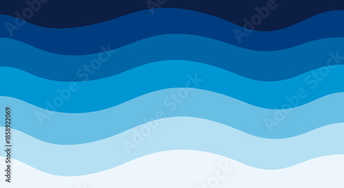 A serene vector illustration showcases a gradient of blue waves, evoking a sense of the sea, perfect for backgrounds and design projects with a calming aesthetic and ocean theme.
