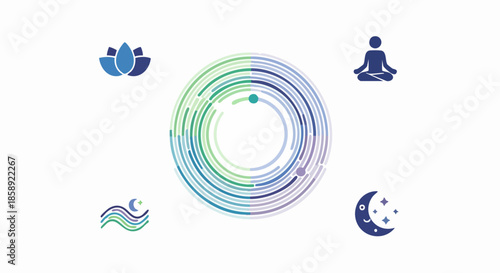 Meditation and mindfulness concept with lotus flower and moon.