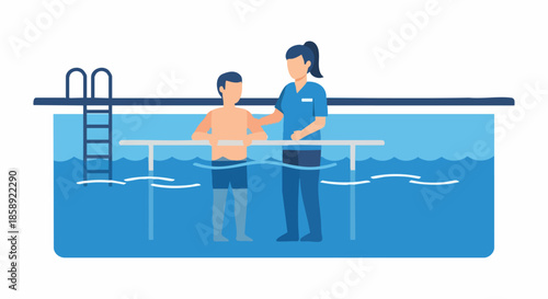 Aquatic Therapy Session - Patient and Therapist in Pool.