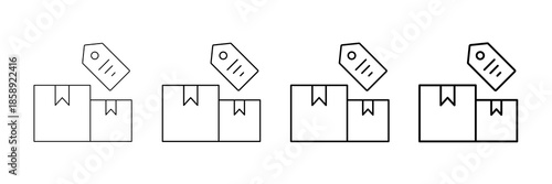 Product Label Icons Vector Set In Different Stroke Line Style