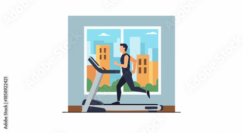 Man exercising on treadmill for fitness and health.